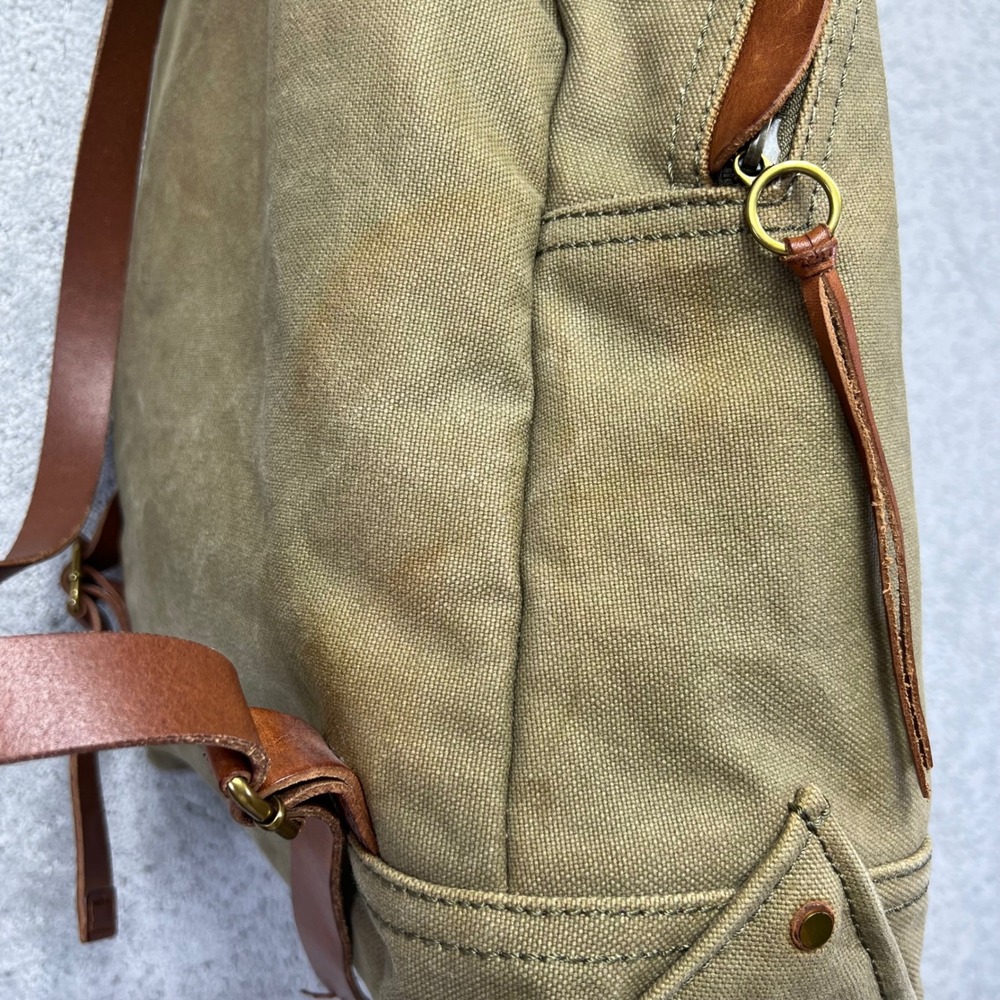 Madewell Charleston Backpack Khaki Green Canvas Leather Trim Rucksack Bag - Picture 8 of 16
